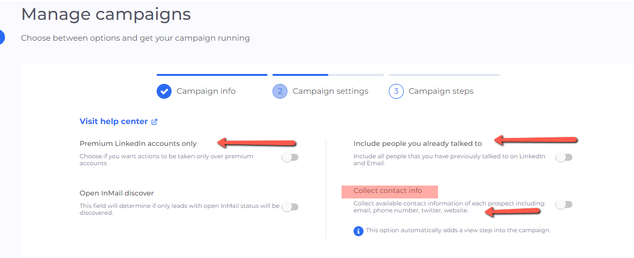 Collect lead source and campaign options