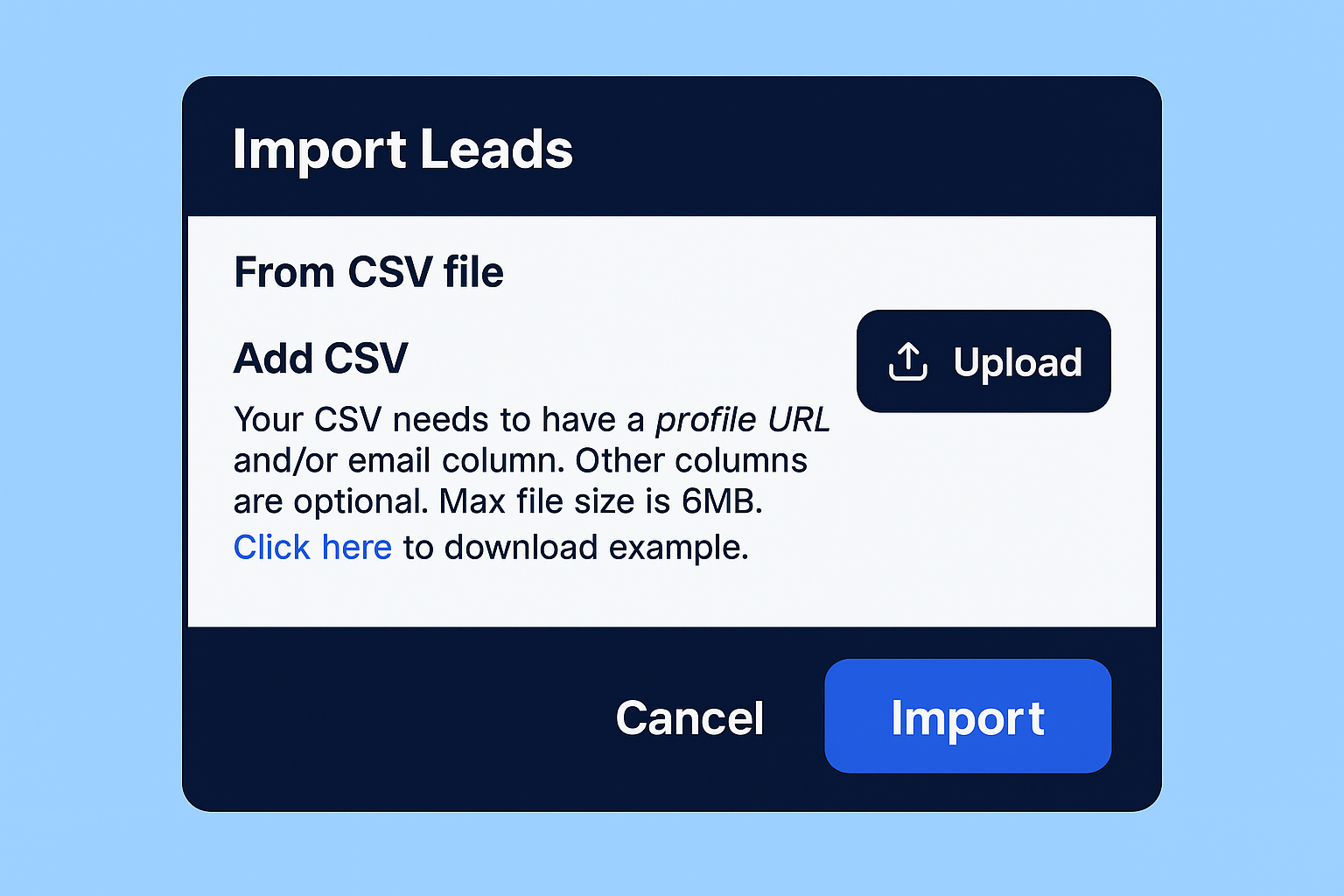 CSV lead import mapping